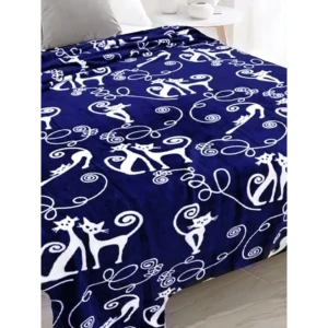 91309912 Плед Костромской текстиль Кошки 180x200 см велсофт цвет синий белый STLM-1040706