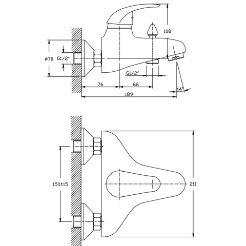 Orange Oscar M56-100cr однорычажный ванно-душевой смеситель Хром sun-id-1517101 - Вид №1