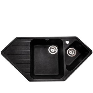 90409424 Врезная мойка Granalliance GA-60 50x96.50 глубина 20 см литьевой мрамор цвет черный STLM-1327326