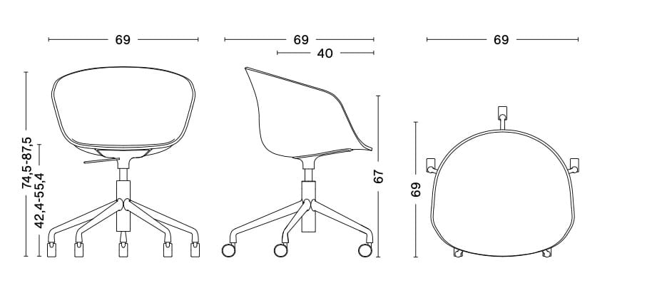 Регулируемое по высоте вращающееся кресло с обивкой Hay About a Chair ARCH-00066459 - Вид №7