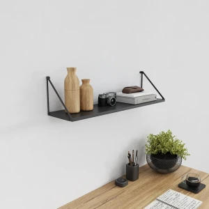 Настенная полка Бостон 80x20 см сталь цвет черный