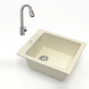 91675586 Мойка для кухни врезная Teymi Helmi F01501 50x42.5 см глубина чаши 19.5 см литьевой мрамор цвет бежевый STLM-1448048