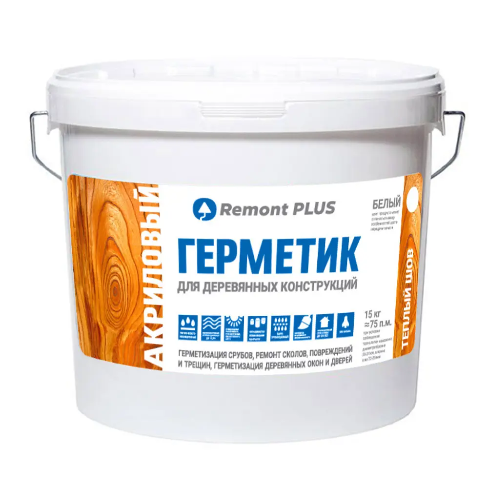 REMONT PLUS Герметик для деревянных конструкций белый 10 л 88299944 STLM-0077495
