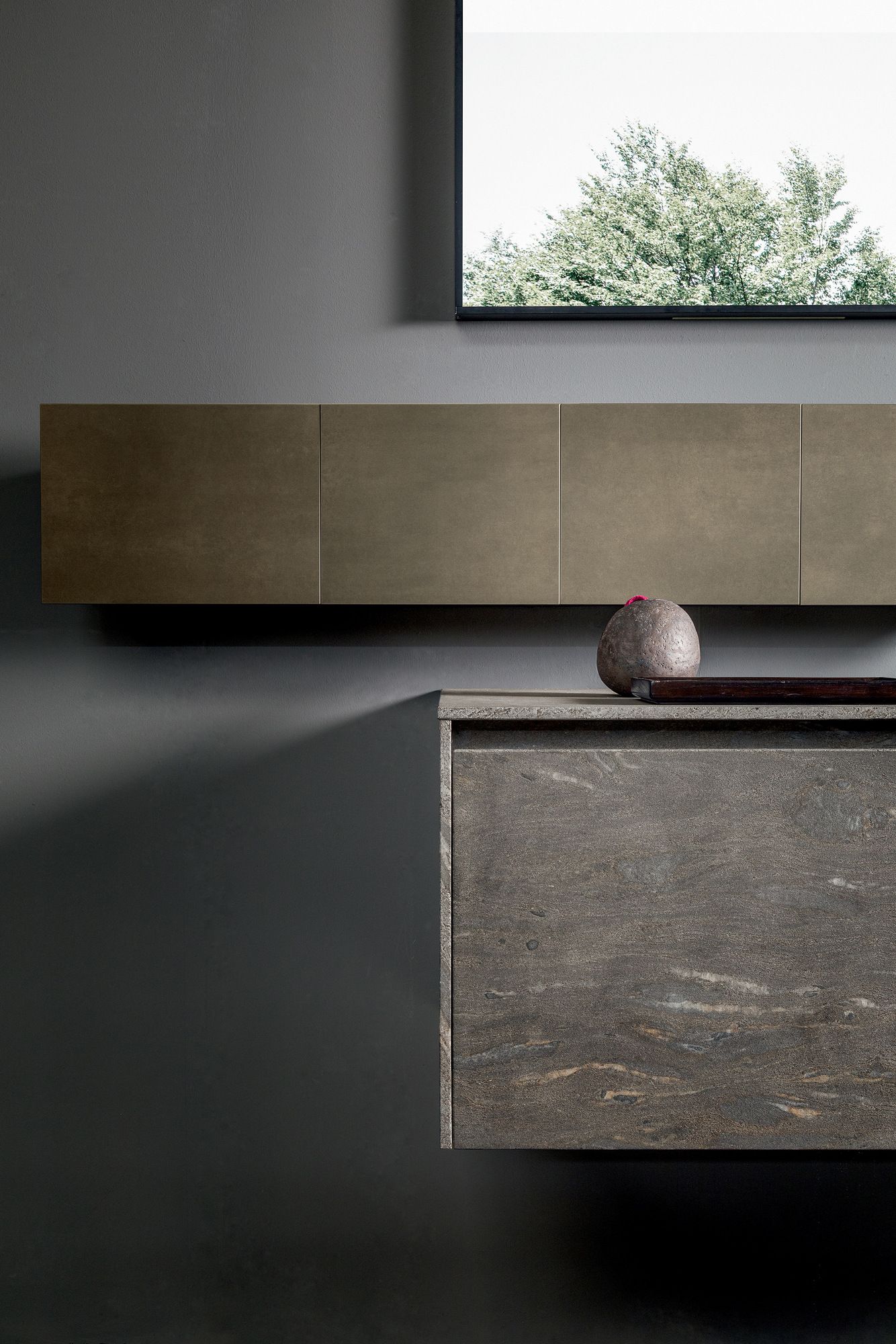 Гранитный подвесной одиночный умывальник с зеркалом MODULNOVA Blade Lab ARCH-00146122 - Вид №2