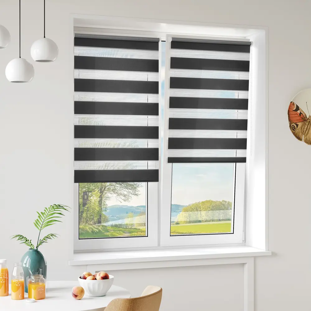 Штора рулонная день-ночь Мелоди 140x190 см графит MIAMOZA STLM-2067050 - Вид №2