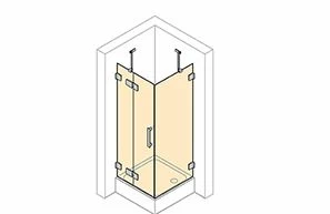 Распашная дверь с неподвиж. сегментом и  боковой стенкой (безрамная)/ Solva