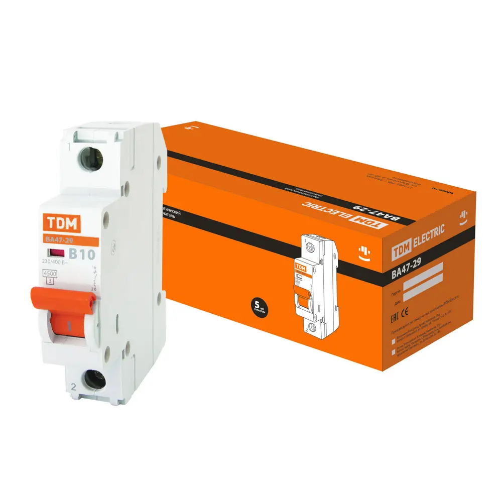 Автоматический выключатель TDM Electric ВА47-29 1Р B10 для защиты сетей 89347178 STLM-1102617 - Вид №4