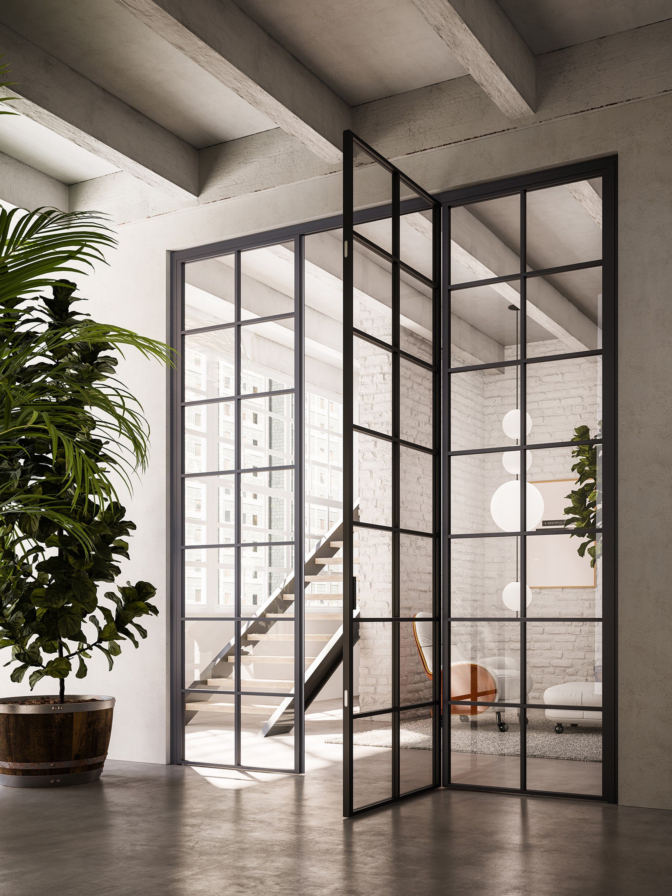 Стеклянная распашная дверь ADL мастерская ARCH-00092977 - Вид №1