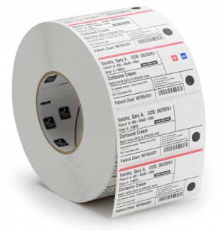 800274-105 Label, paper, 102x25mm. thermal transfer, z-select 2000t, coated, permanent adhesive, 25mm core, perforation (2580 labels per roll) Zebra Santreyd 