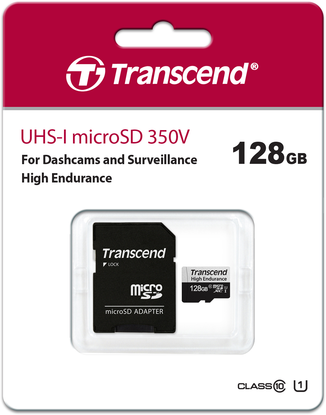 TS128GUSD350V 128gb microsd w/ adapter u1, high endurance Transcend Santreyd  - Вид №1