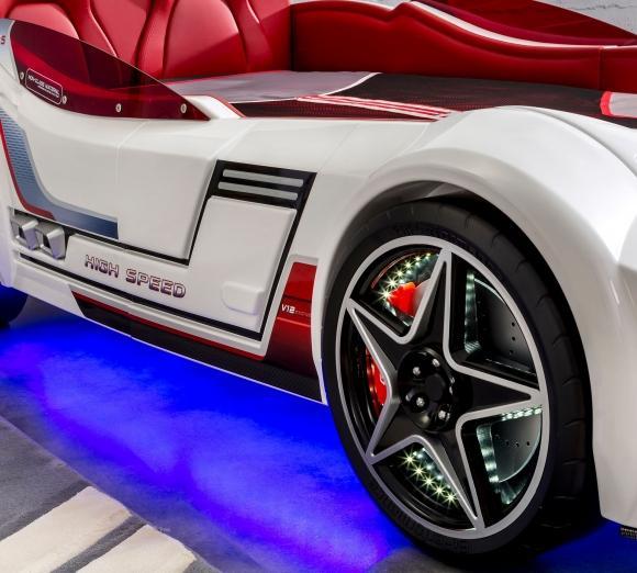 Кровать-машина с подсветкой 100х190 см белая GTS CILEK  00-3832325 Белый Santreyd  - Вид №4