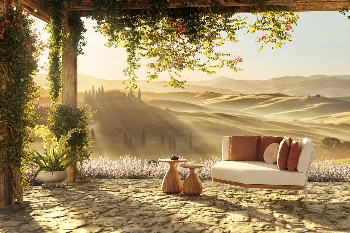 MNST273 Левое угловое двойное крайнее сиденье кремень teak Manutti Flex - Вид №12