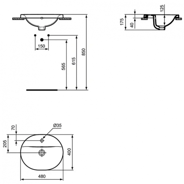 E503801 Раковина 48х40 см Ideal Standard CONNECT - Вид №3