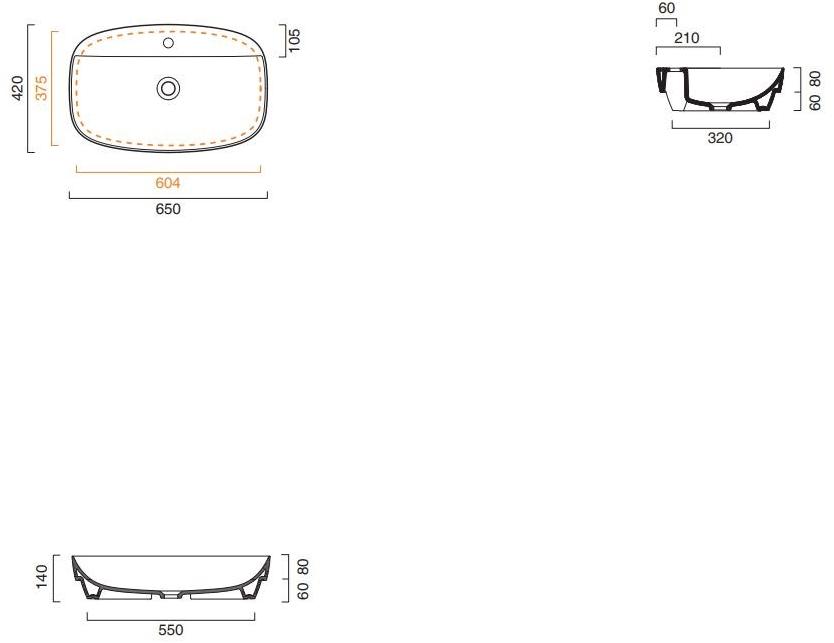 Подвесная раковина настенная овальная CERAMICA CATALANO Colori белая sun-id-1443359 - Вид №2