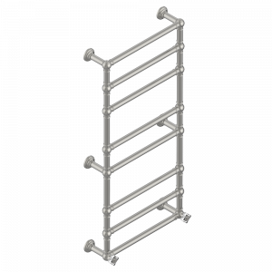 U6A-TWT8H2 Полотенцесушитель Традиционный, 8 перекладин, 625 мм x 1325 мм, водяной, с 2 декоративными крестовыми рукоятками Thg-paris Pétale de Cristal, прозрачный хрусталь Матовый никель