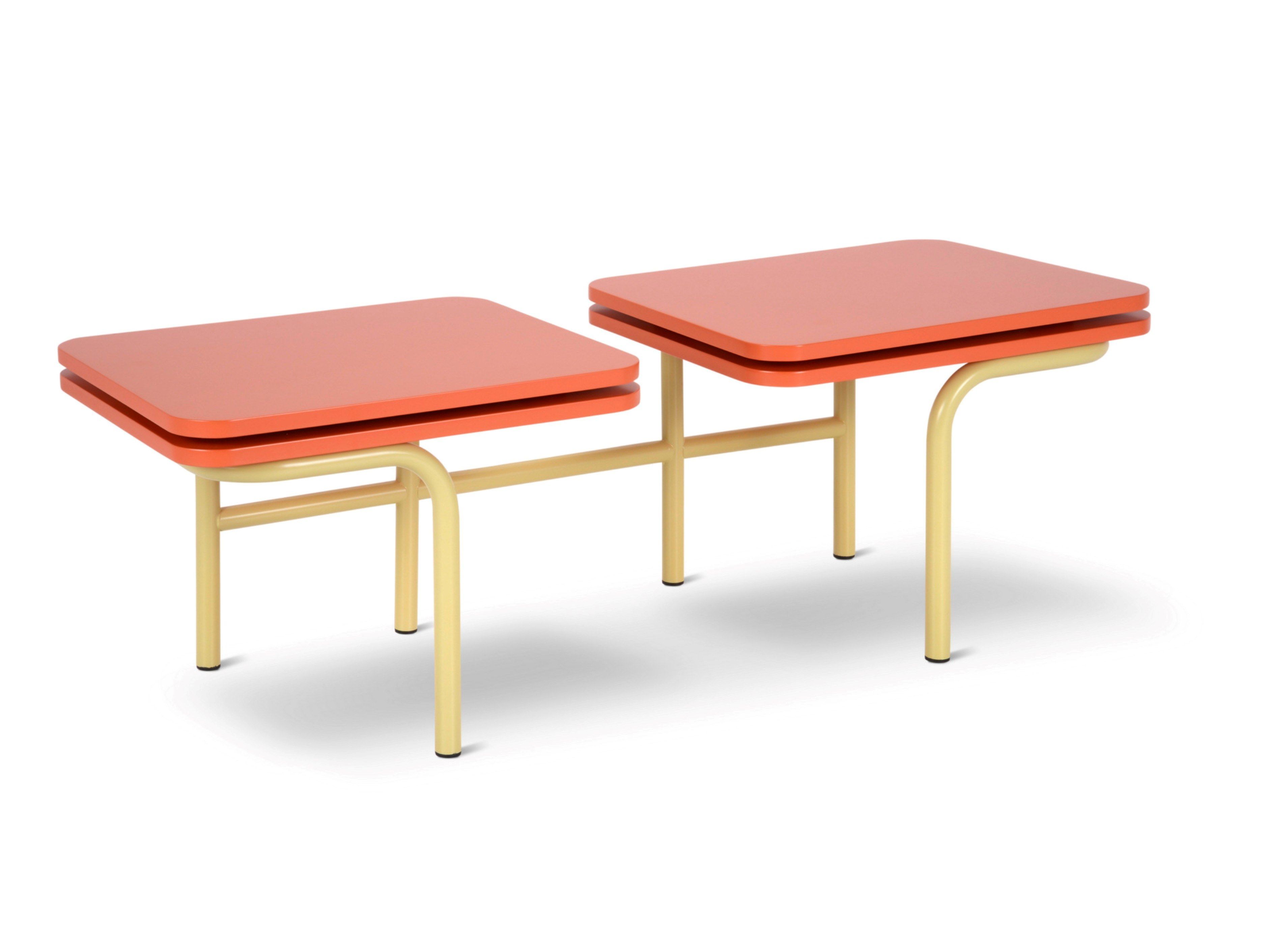 Низкий журнальный столик с трубчатым металлом и столешницами из лакированного МДФ Adrenalina ARCH-00148446