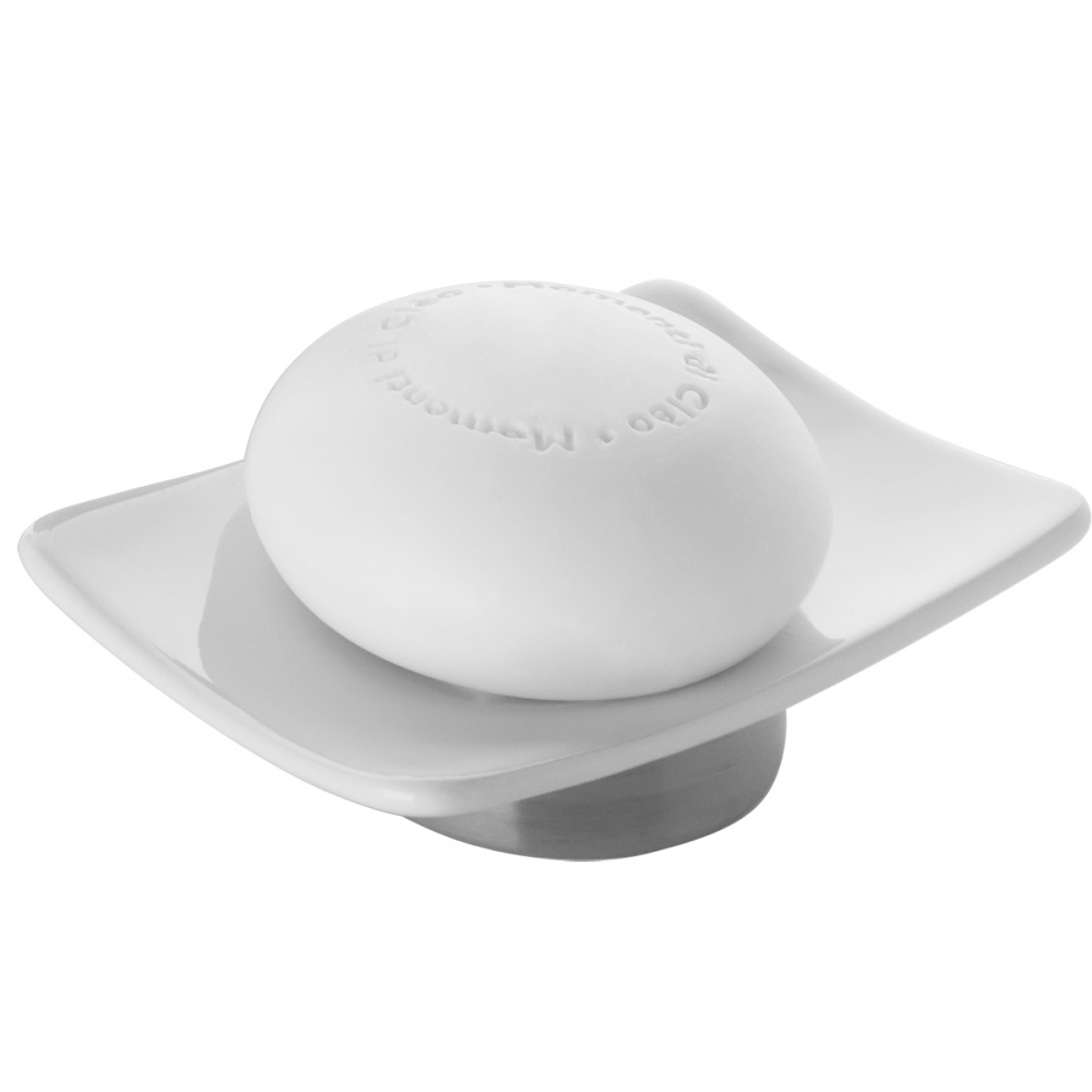 PE11(02) Gedy G-Petunia, настольная керамическая мыльница, цвет хром - белая керамика 