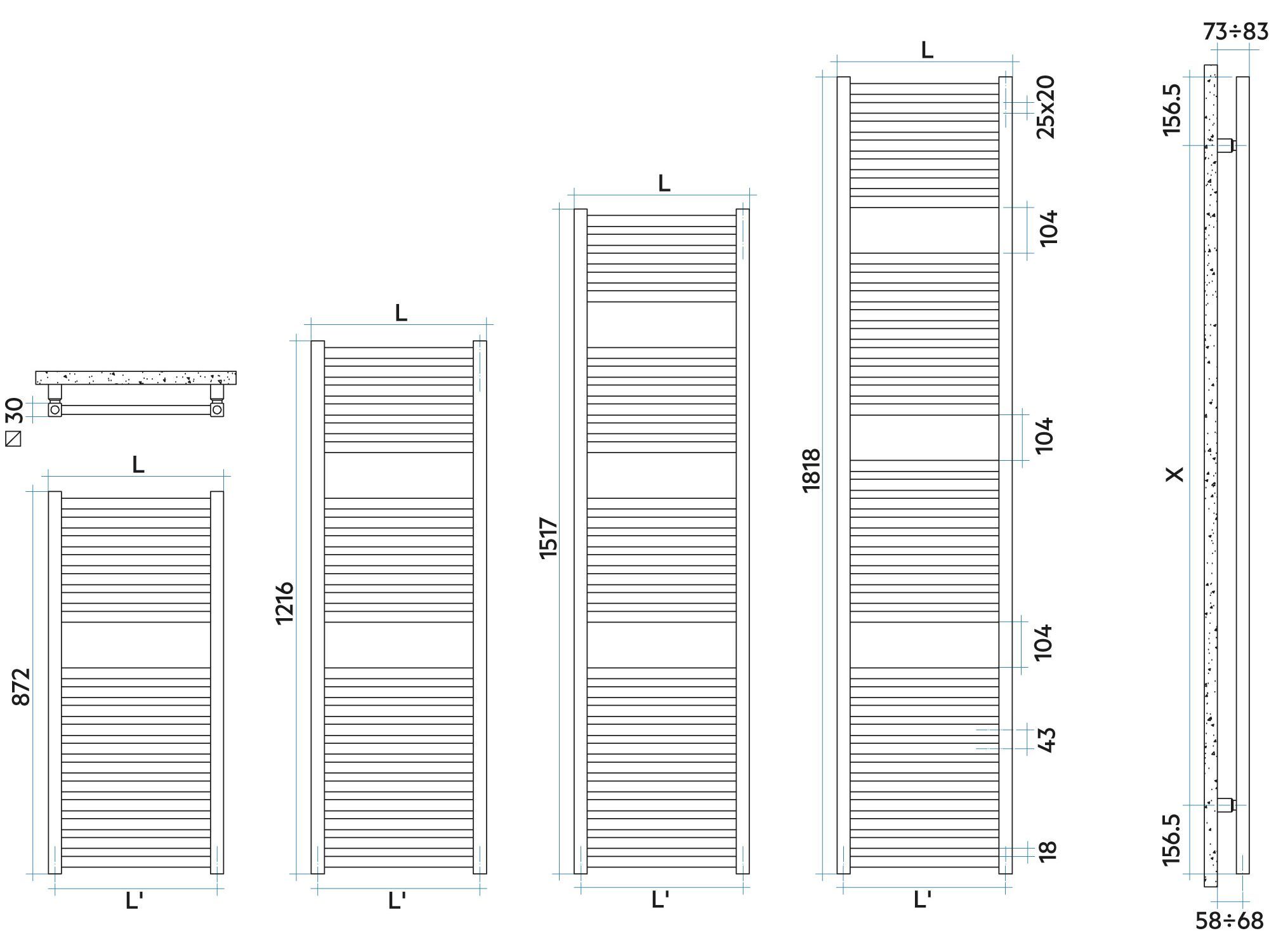 Стальной радиатор для ванной комнаты Irsap QUADRÉ ARCH-00133332 - Вид №3