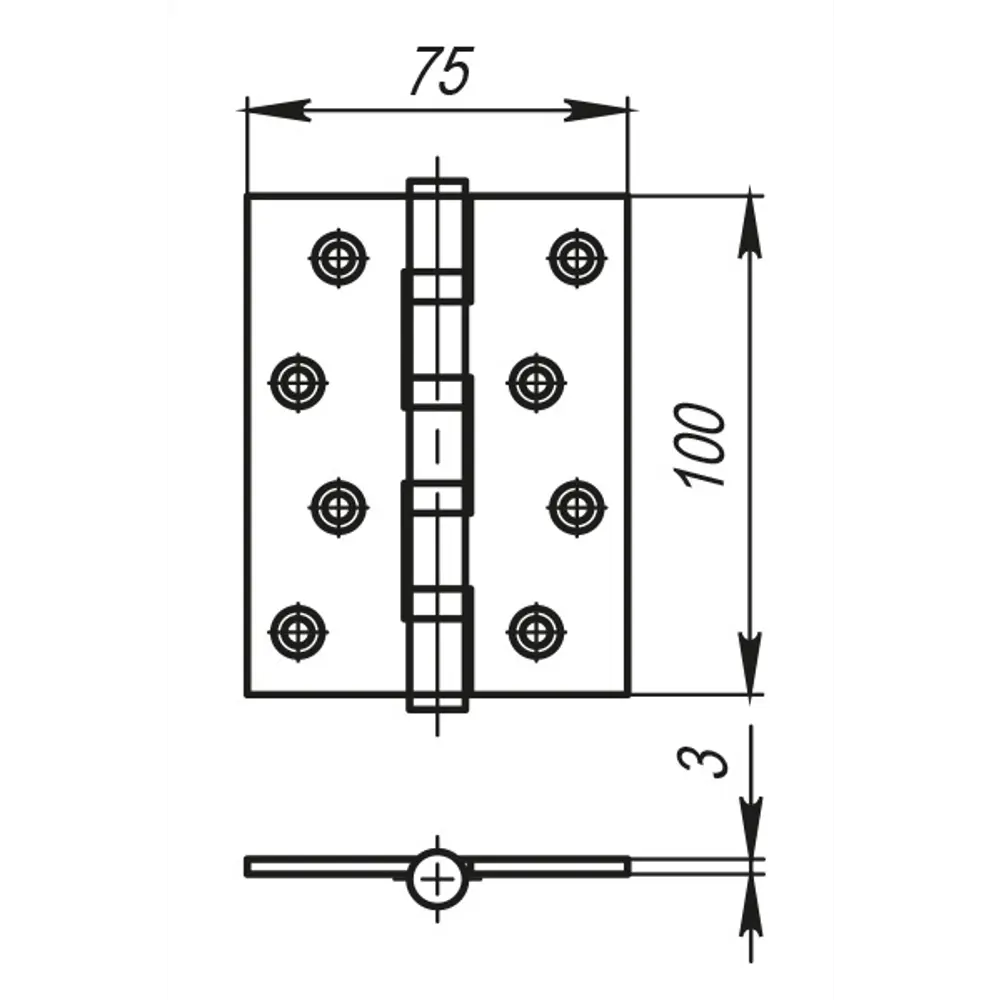 Петля универсальная 4500C SN 100x75x3 мм сталь цвет матовый никель ARMADILLO STLM-2046135 - Вид №7