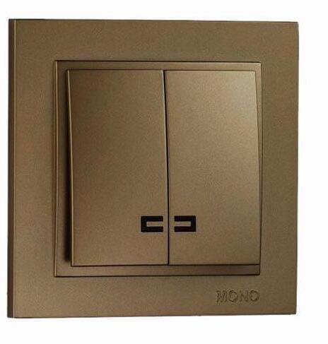 102-232325-103 Выключатель двухклавишный с подсветкой бронза Mono Electric Despina
