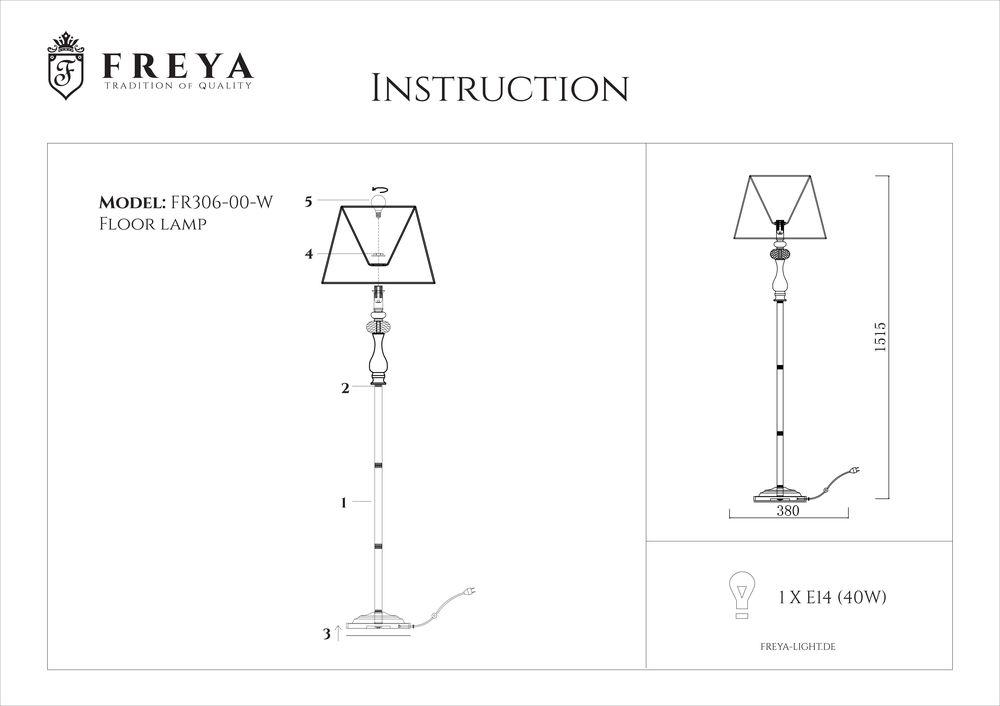 Торшер Freya Adelaide FR2306-FL-01-W FREYA  181009 Белый  - Вид №1