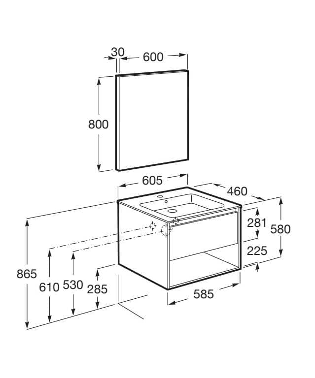 Деревянный подвесной умывальник с зеркалом Roca Tenor ARCH-00063463 - Вид №8