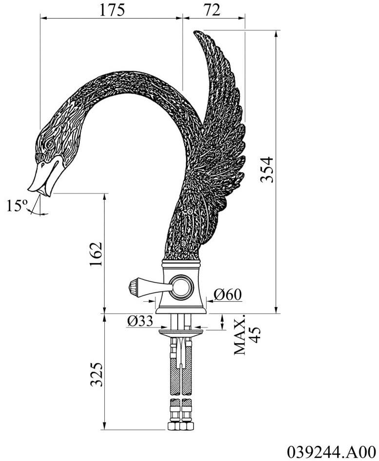 Bronces Mestre Смеситель для раковины, однорычажный, с кристаллами swarovski® Antartica swan sun-id-1404208 - Вид №2