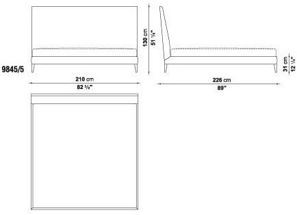 Maxalto Мягкая кровать со съемным чехлом из ткани с высоким изголовьем Demetra sun-id-1423256 - Вид №3