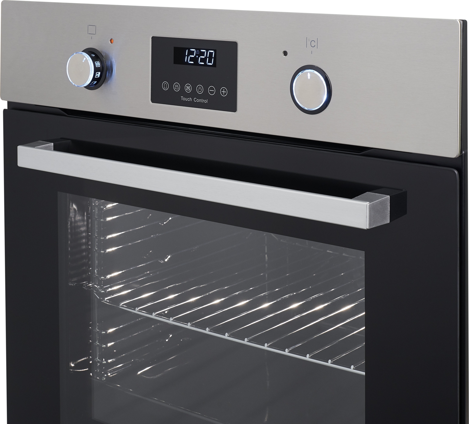 EOA 29 PDX 59.5х59.5x61 см, 58л, 9 режимов, утапливаемые переключатели, дисплей, электронное управление с сенсорными кнопками, гриль, конвекция, нержавеющая сталь/черное стекло Weissgauff Santreyd  - Вид №2