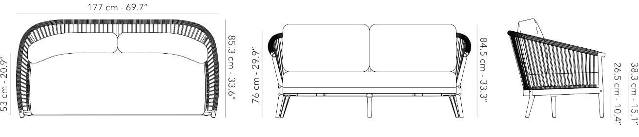 2-местный акриловый тканевый садовый диван Jardinico дерево ARCH-00064399 - Вид №4