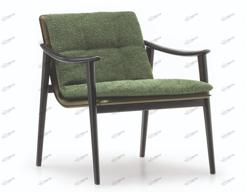 Minotti Маленькое кожаное кресло со встроенной тканевой подушкой Fynn sun-id-1496206