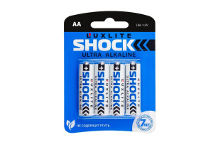 16448672 Батарейки Shock АА 4 штуки в блистере BLUE 6973 Luxlite