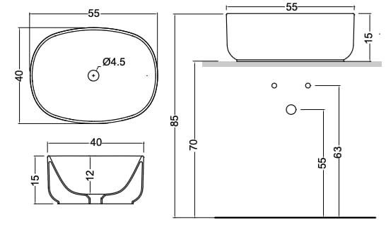 Керамическая овальная столешница Nic простой ARCH-00000354 - Вид №3