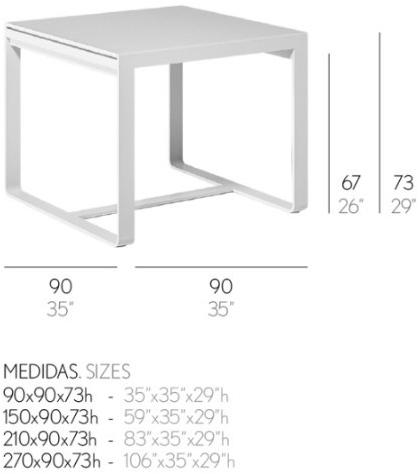 GANDIABLASCO Квадратный садовый стол из термо-лакированного алюминия Flat sun-id-1515608 - Вид №2