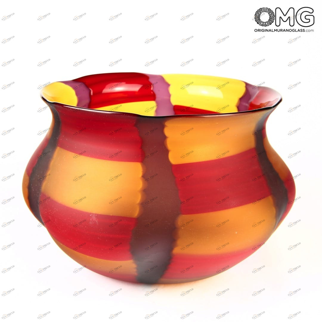 2509 ORIGINALMURANOGLASS Дутая вазочка из муранского стекла - Dalla Valentina - Original Murano Glass OMG 23 см 