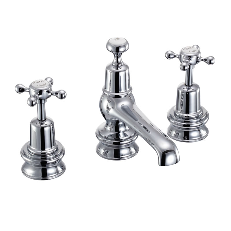 Burlington Смеситель Claremont Regent с 3-мя отверстиями и всплывающими отходами Четвертьоборотный с акцентом Медичи в Chrome CLR12-QT MED  - Вид №1