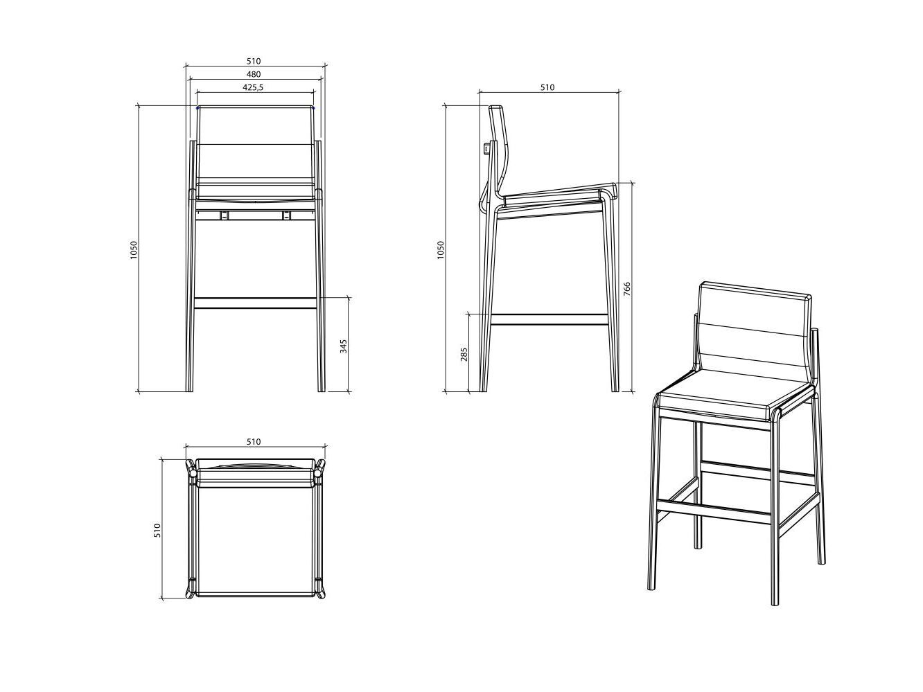 Высокий кожаный стул Laskasas холст ARCH-00073338 - Вид №5