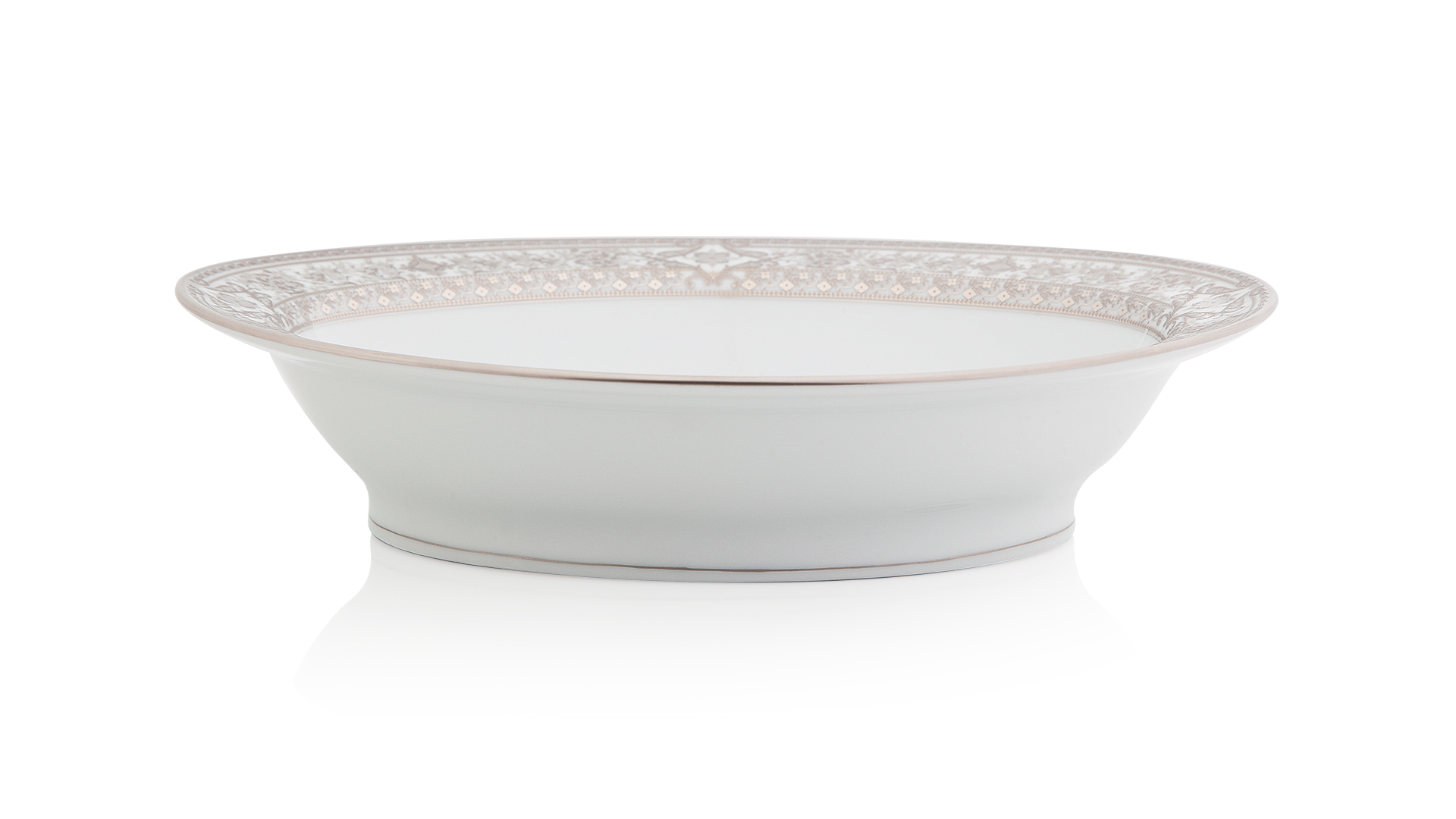 10561967 Haviland Блюдо для горячего 24см "Матиньон" (белый, платиновый декор) Фарфор  - Вид №1