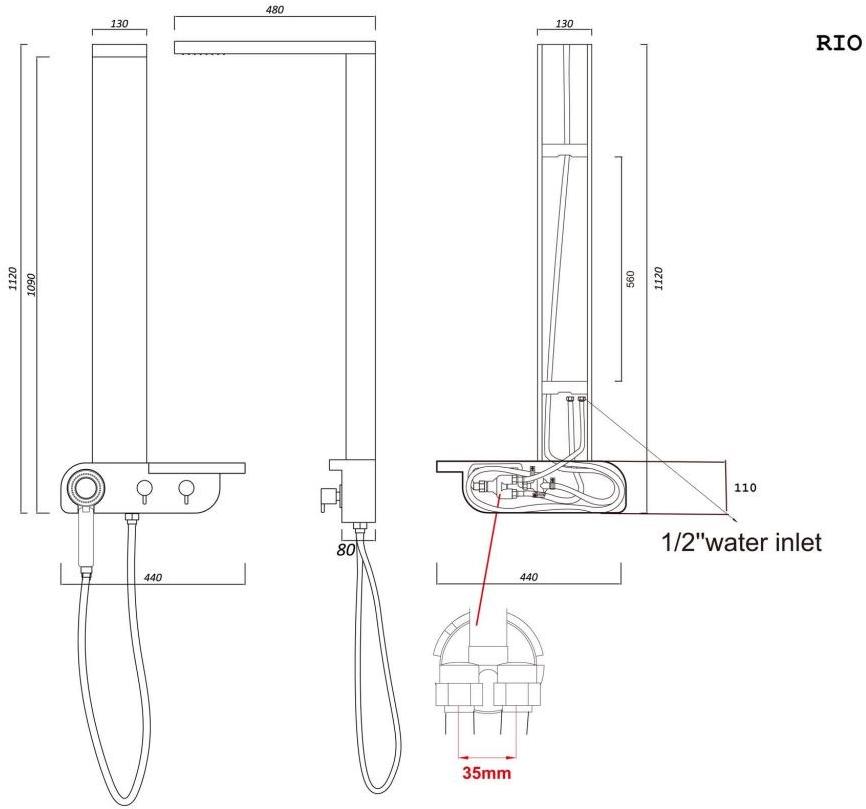 TAMANACO Душевая стойка из стали sun-id-1388025 - Вид №3