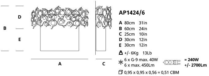 Serip Галогенный бра из бронзы с кристаллами Diamond Ap1424/6 - Вид №1
