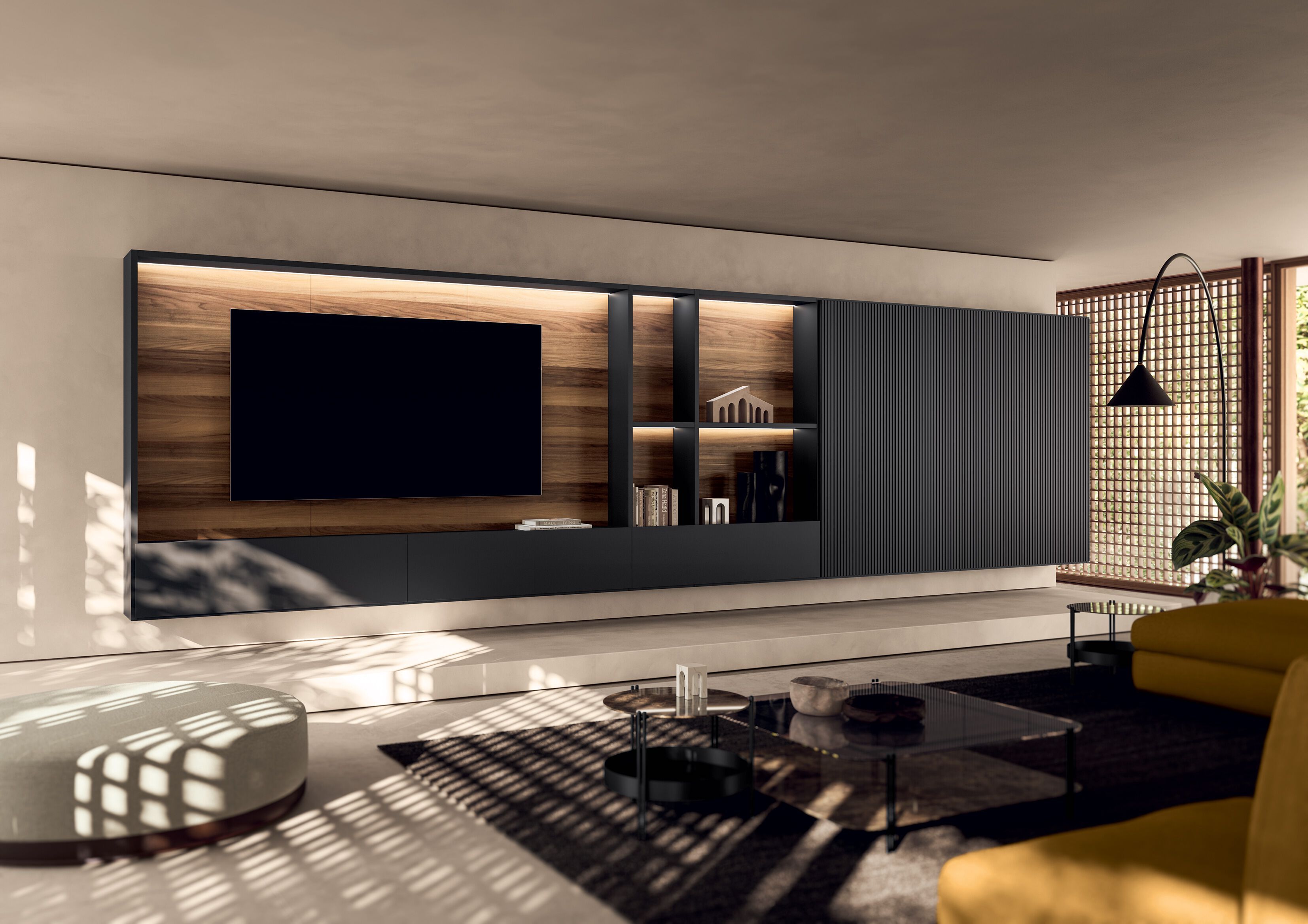 Деревянный секционный книжный шкаф с подставкой для телевизора Kico Living Systems ARCH-00075542 - Вид №2