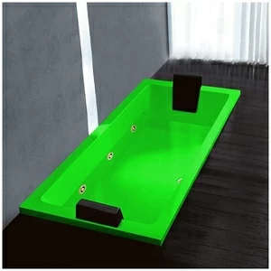 Ванна Gruppo treesse Quadra 180 V0787-DX-ZEZ зелёная с золотой фурнитурой и гидромассажем прямоугольная встроенная правая