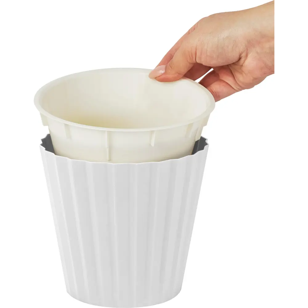 Горшок цветочный Engreen Sand D160 ø16 h14.6 см 2л пластик белый INGREEN STLM-2163176 - Вид №2