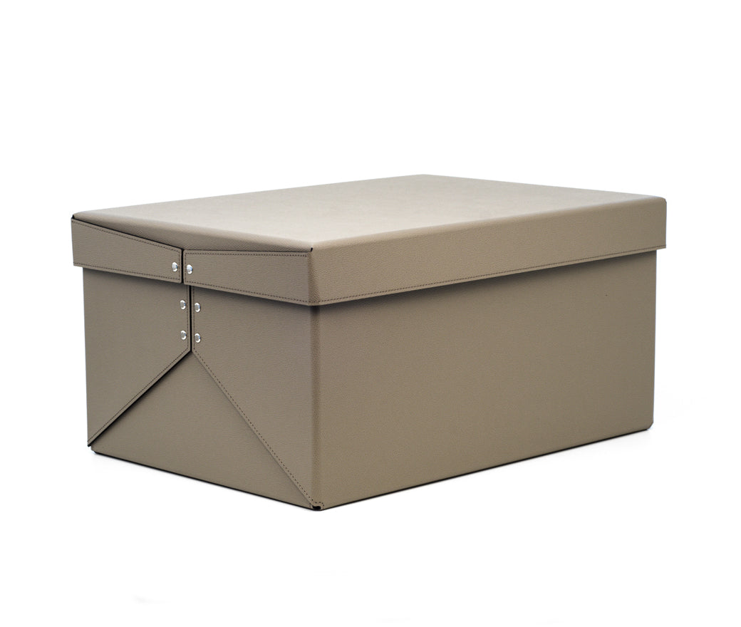 Шкатулка-купе оригами - 38X26XH14,5 см / регенерированная зернистая кожа_серо-коричневый Pinetti 00.1162.083.048 - Вид №1
