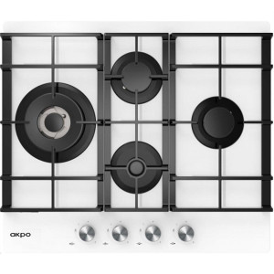 90225641 Газовая варочная панель 4 конфорки 60х51 см PGA 604 VGC-T цвет белый, 16022 STLM-0139142 AKPO