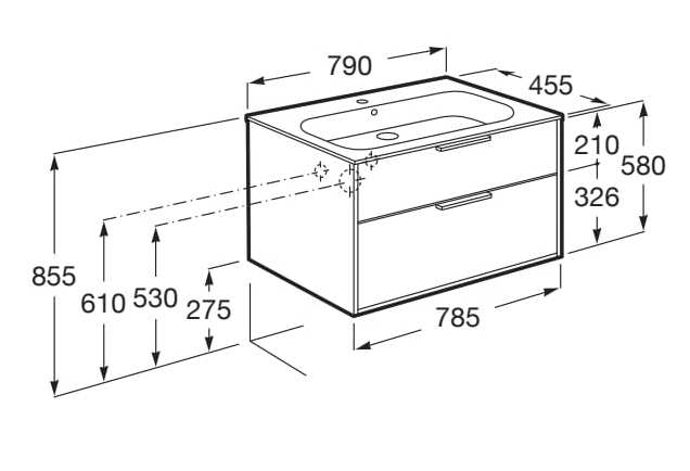 Подвесной шкаф для умывальника со встроенной раковиной Roca Optica ARCH-00039080 - Вид №19
