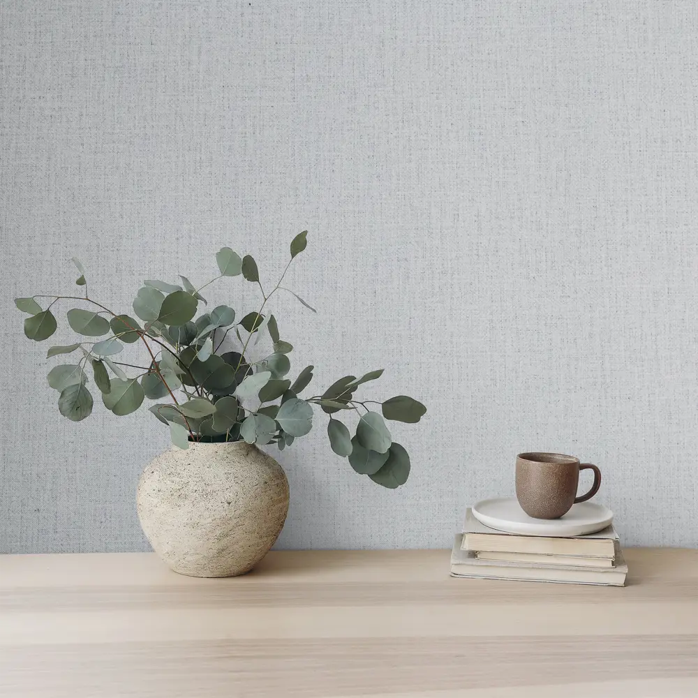 Обои флизелиновые Palitra Simple Rogozhka серые с текстурой рогожки 88060369 STLM-1353762 - Вид №3