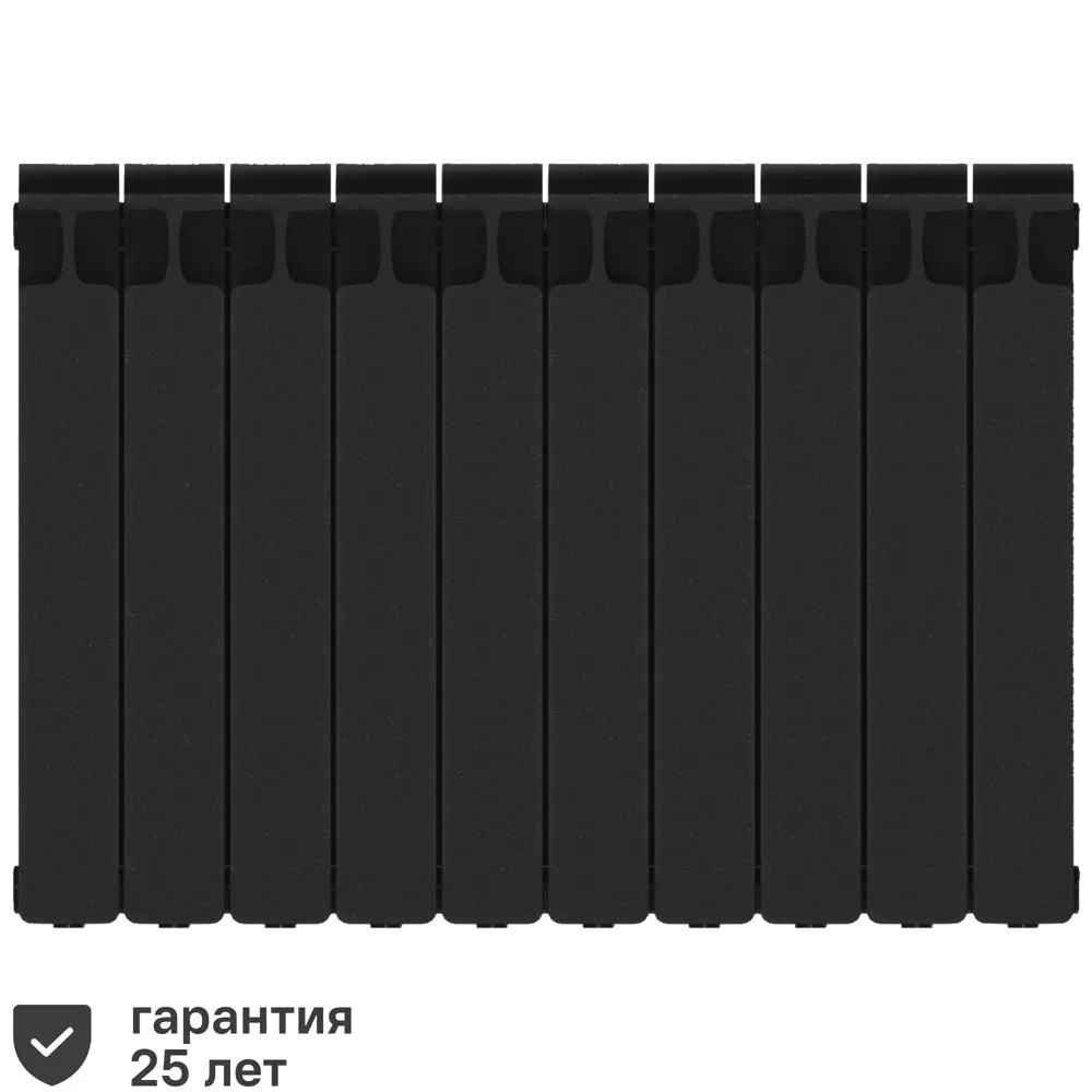 Радиатор секционный Rifar Monolit M50010RAL9005 500/100 10 секций боковое подключение биметалл черный STLM-2185936