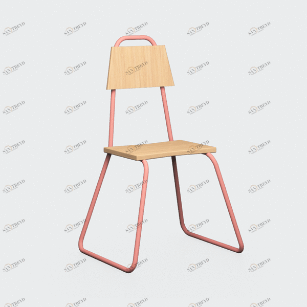 Стул с металлическими ножками и деревянным сиденьем розовый Bauhaus WOODI  00-3966296 Розовый 
