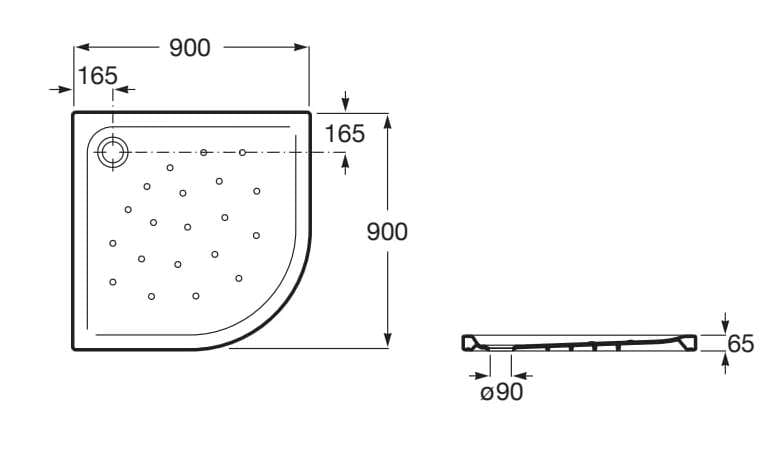 Керамический нескользящий угловой поддон для душа Roca MALTA 37450 ARCH-00117300 - Вид №3